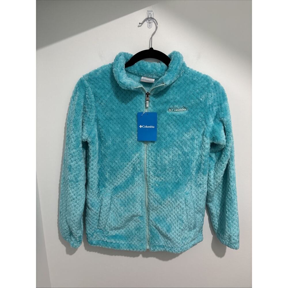 Columbia Jacket Youth Girls Large Teal Blue Fire Side Sherpa Fleece Full Zip NEW